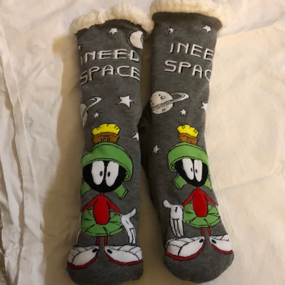 “I need space” slippers socks with Martian